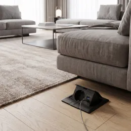 Presa a scomparsa da pavimento FLOOR LUX SCHUKO 1x230V + USB A-C / Nero