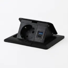 Presa a scomparsa da pavimento FLOOR LUX SCHUKO 1x230V + USB A-C / Nero