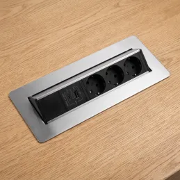 Presa a scomparsa AMBIENTE SCHUKO 3x230V + USB A-C / Acciaio inox