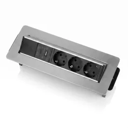 Presa a scomparsa AMBIENTE SCHUKO 3x230V + USB A-C / Acciaio inox