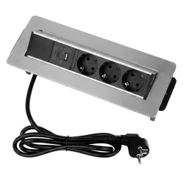 Presa a scomparsa AMBIENTE SCHUKO 3x230V + USB A-C / Acciaio inox