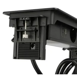 Presa a scomparsa AMBIENTE SCHUKO 3x230V + USB A-C / Nero opaco