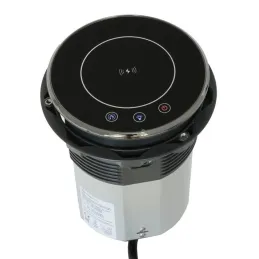Presa automatica estraibile AMBIENTE SCHUKO 3x230V + USB A-C con luce e ricarica / Vetro nero