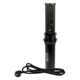 Presa estraibile AVION SCHUKO 2x230V + USB A-C e ricarica a induzione / Nero opaco