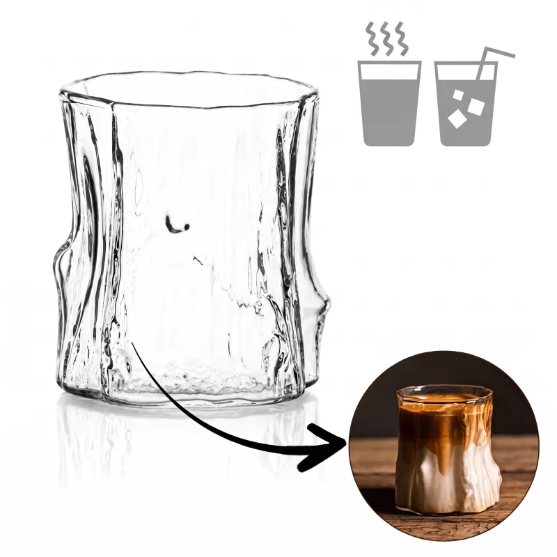 Bicchiere da caffè in vetro borosilicato WOOD 300 ml / Trasparente