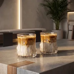 Bicchiere da caffè in vetro borosilicato WOOD 300 ml / Trasparente