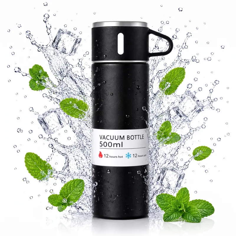 Thermos in acciaio inox con bicchiere THERMIO 500ml / Nero