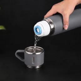 Thermos in acciaio inox con bicchiere THERMIO 500ml / Grigio