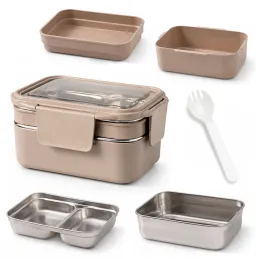 Portapranzo in acciaio inox con posate MY BOX / Beige