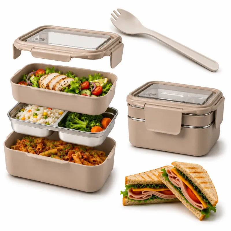 Portapranzo in acciaio inox con posate MY BOX / Beige