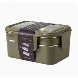 Portapranzo in acciaio inox con posate MY BOX / Verde scuro