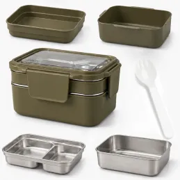 Portapranzo in acciaio inox con posate MY BOX / Verde scuro