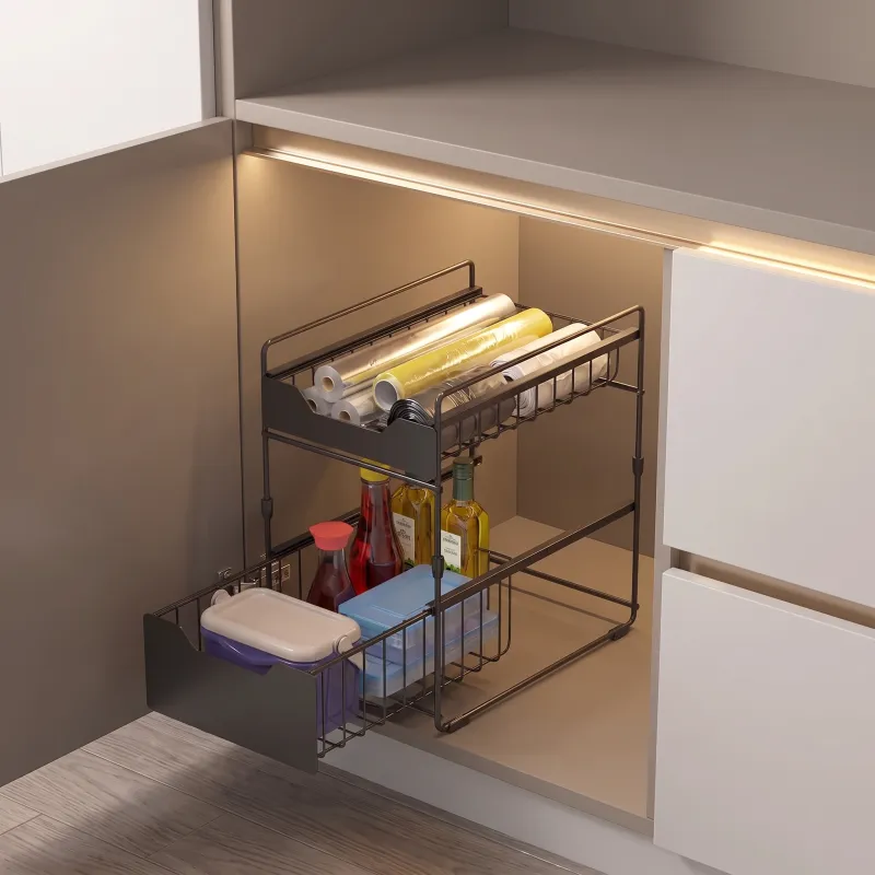 Cestello estraibile per cucina o bagno ZORA 300 mm / Antracite