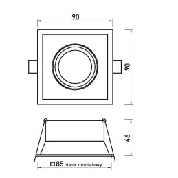 Faretto da incasso orientabile ADAMO SQUARE / Nero opaco