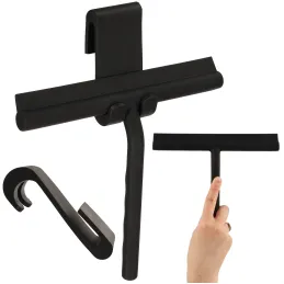 Raschietto per acqua con supporto per parete in vetro / Nero