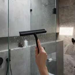 Raschietto per acqua con supporto per parete in vetro / Nero