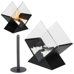 Biocamino di design con supporto PARADISE / Nero opaco