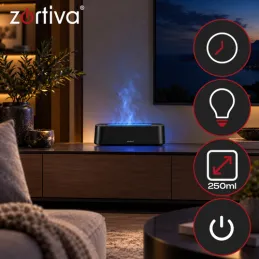Diffusore di aromi a LED con effetto fiamma GALO / Nero
