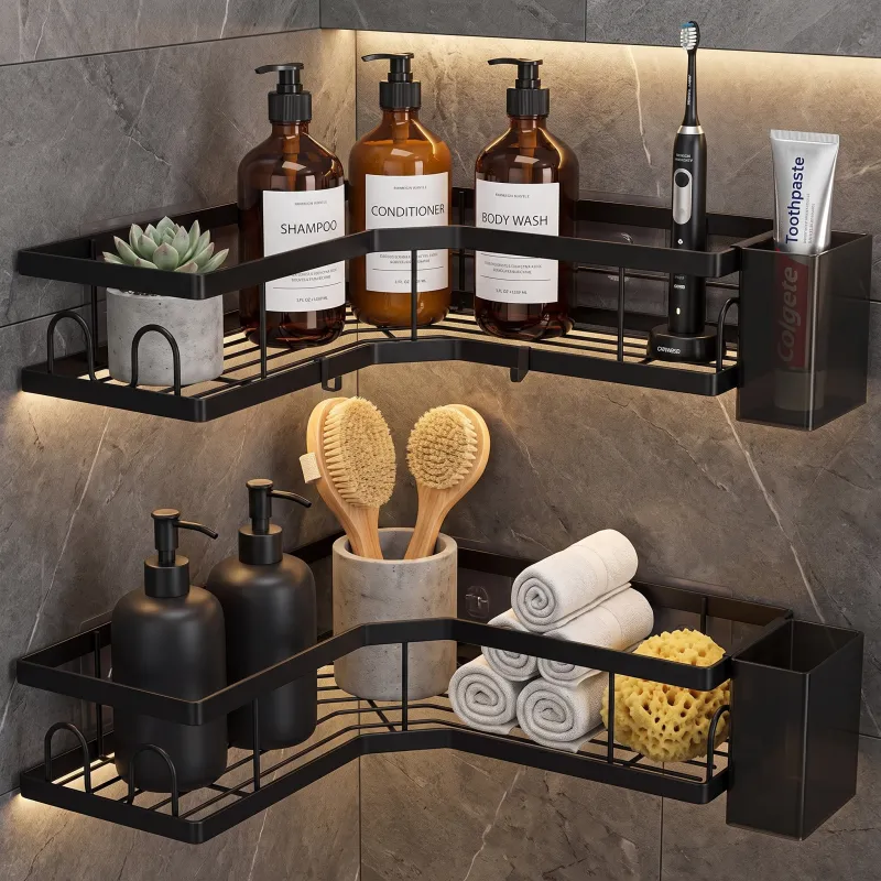Set di 2 mensole angolari sospese SAND / Nero opaco