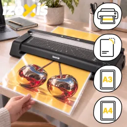 Laminatrice con taglierina per carta EASY / Nero