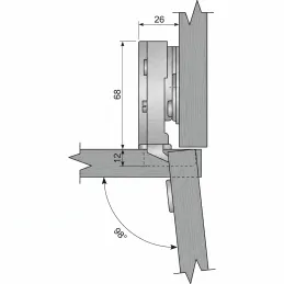 Cerniera CLIP ad applicazione esterna con ammortizzatore e piastrina 765177