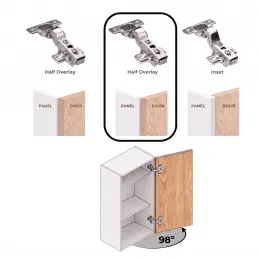 Cerniera semi-applicata CLIP con ammortizzazione e con piastrina