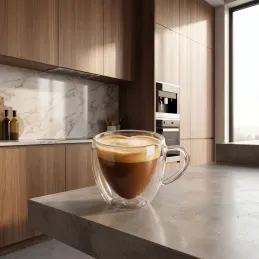 Bicchiere termico per caffè HEART 240 ml / Trasparente