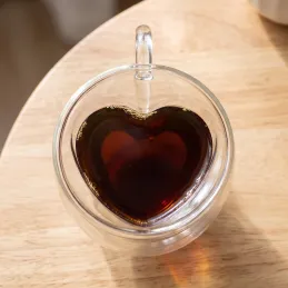 Bicchiere termico per caffè HEART 240 ml / Trasparente