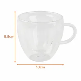Bicchiere termico per caffè HEART 240 ml / Trasparente