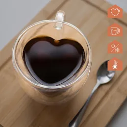 Bicchiere termico per caffè HEART 240 ml / Trasparente