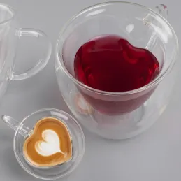 Bicchiere termico per caffè HEART 240 ml / Trasparente