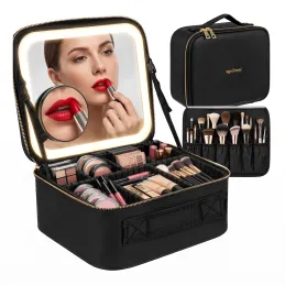 Beauty bag with LED mirror GRANDIO / Black
