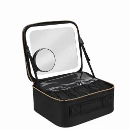 Beauty bag with LED mirror GRANDIO / Black