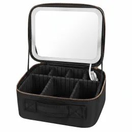Beauty bag with LED mirror GRANDIO / Black