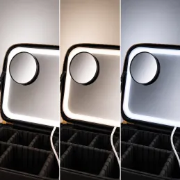 Beauty bag with LED mirror GRANDIO / Black