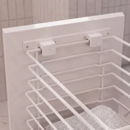 Cestello estraibile per biancheria con ammortizzazione e fissaggio su anta ALO / Bianco opaco