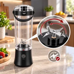 Frullatore elettrico USB ARIANO per smoothie e cocktail 600 ml / Nero