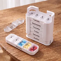 Organizzatore e dosatore per pillole esclusivo con tagliapillole MEDIS / Bianco