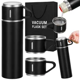 Thermos dal design con 3 bicchieri 400 ml / Nero opaco