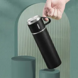 Thermos dal design con 3 bicchieri 400 ml / Nero opaco