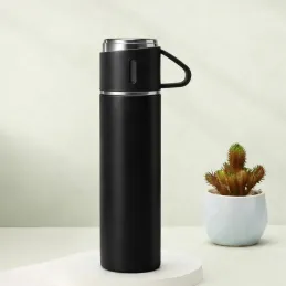 Thermos dal design con 3 bicchieri 400 ml / Nero opaco
