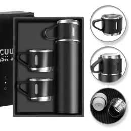 Thermos dal design con 3 bicchieri 400 ml / Nero opaco