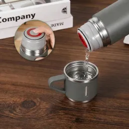 Termos elegante con 3 bicchieri 400 ml / Grigio