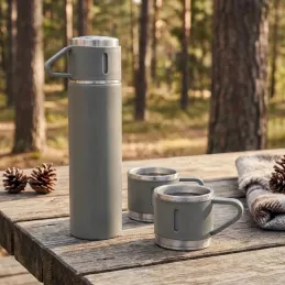 Termos elegante con 3 bicchieri 400 ml / Grigio