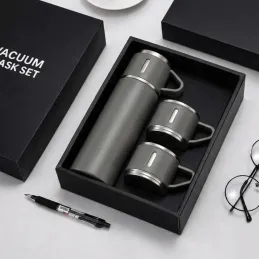 Termos elegante con 3 bicchieri 400 ml / Grigio