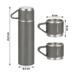 Termos elegante con 3 bicchieri 400 ml / Grigio