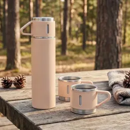 Termos elegante con 3 bicchieri 400 ml / Rosa