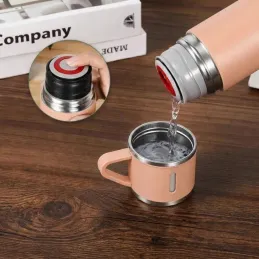 Termos elegante con 3 bicchieri 400 ml / Rosa