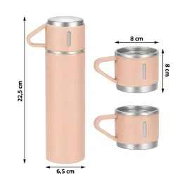 Termos elegante con 3 bicchieri 400 ml / Rosa