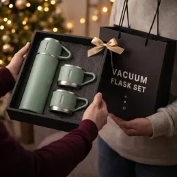 Termos elegante con 3 bicchieri 400 ml / Verde